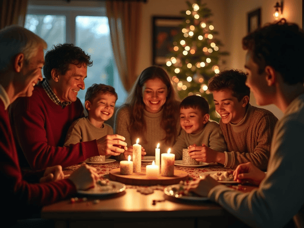 Na noite de natal a familia esta reunida, contam com Gestos e momento Simples Que Transformam a Sua Noite Feliz