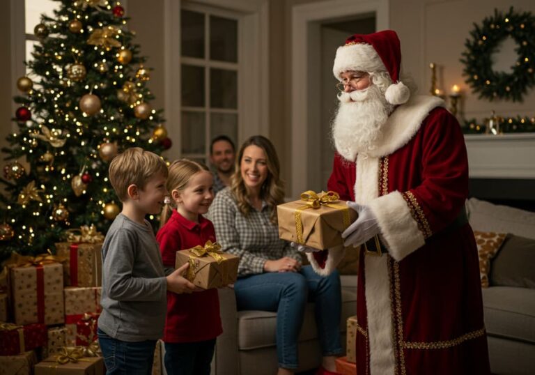 papai noel entregando presente