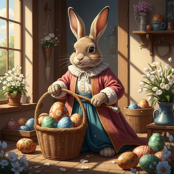 Ilustração do Coelho da Páscoa simbolizando fertilidade, renovação e vida nova
