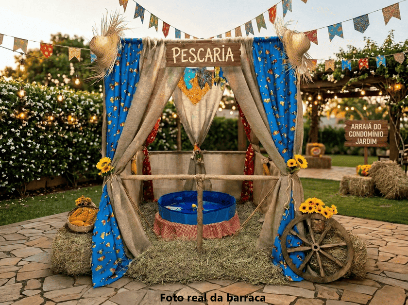 barraca de pescaria decorada tipica para festa junina