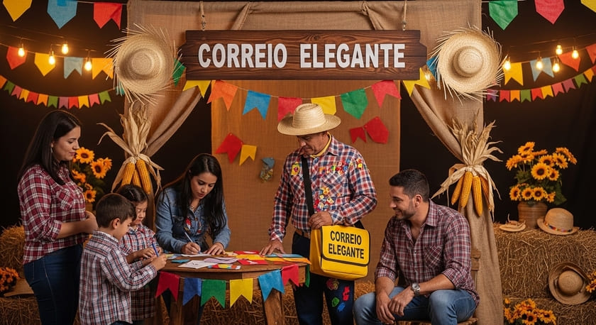 Correio elegante com mensagens divertidas em festa junina